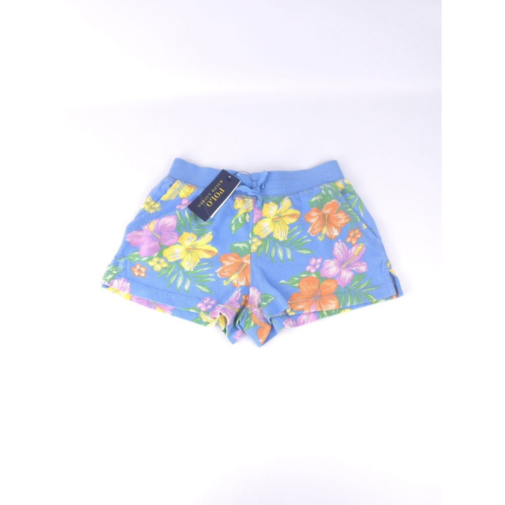 Polo Ralph Lauren Swim Trunks Girls M 8-10 Shorts Hawaiian Blue Hibiscus Floral